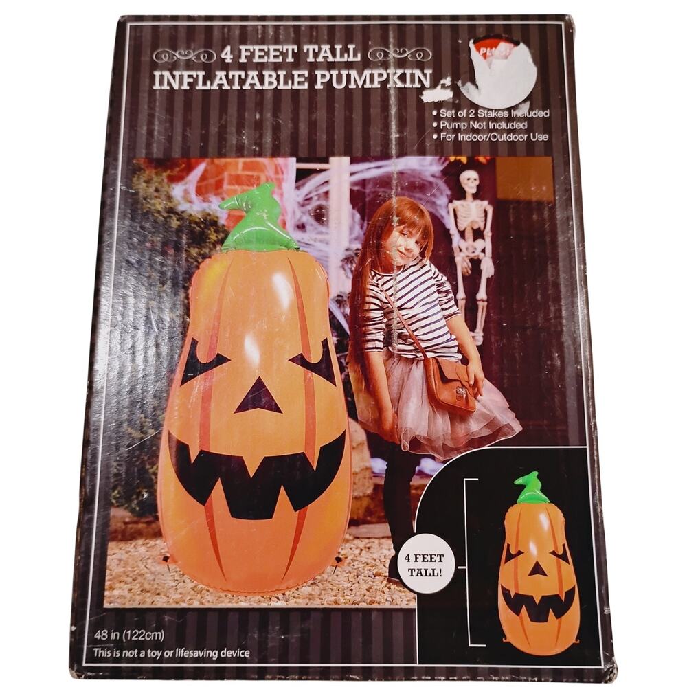 Halloween Inflatable Pumpkin Decoration 4 Ft Tall For indoor/ Outdoor Use
